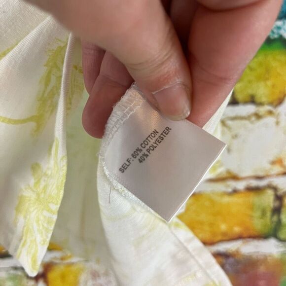 Jane + Delancey Zebra Palm Tree Short Sleeve Button Down Soft Cotton Blend Top M - Picture 4 of 5